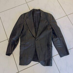 Black Leather Luxury Sports Coat Blazer